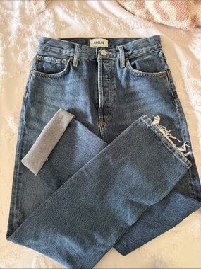 Agolde High-Rise Straight-Leg Dark Blue Denim Jeans